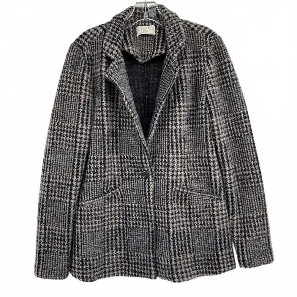 Z Supply Black Beige Fuzzy Houndstooth Blazer | Womens S
